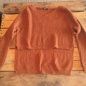 High low burnt orange sweater